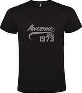 Zwart T shirt met print van " Awesome sinds 1973 " print Zilver size XXXXL