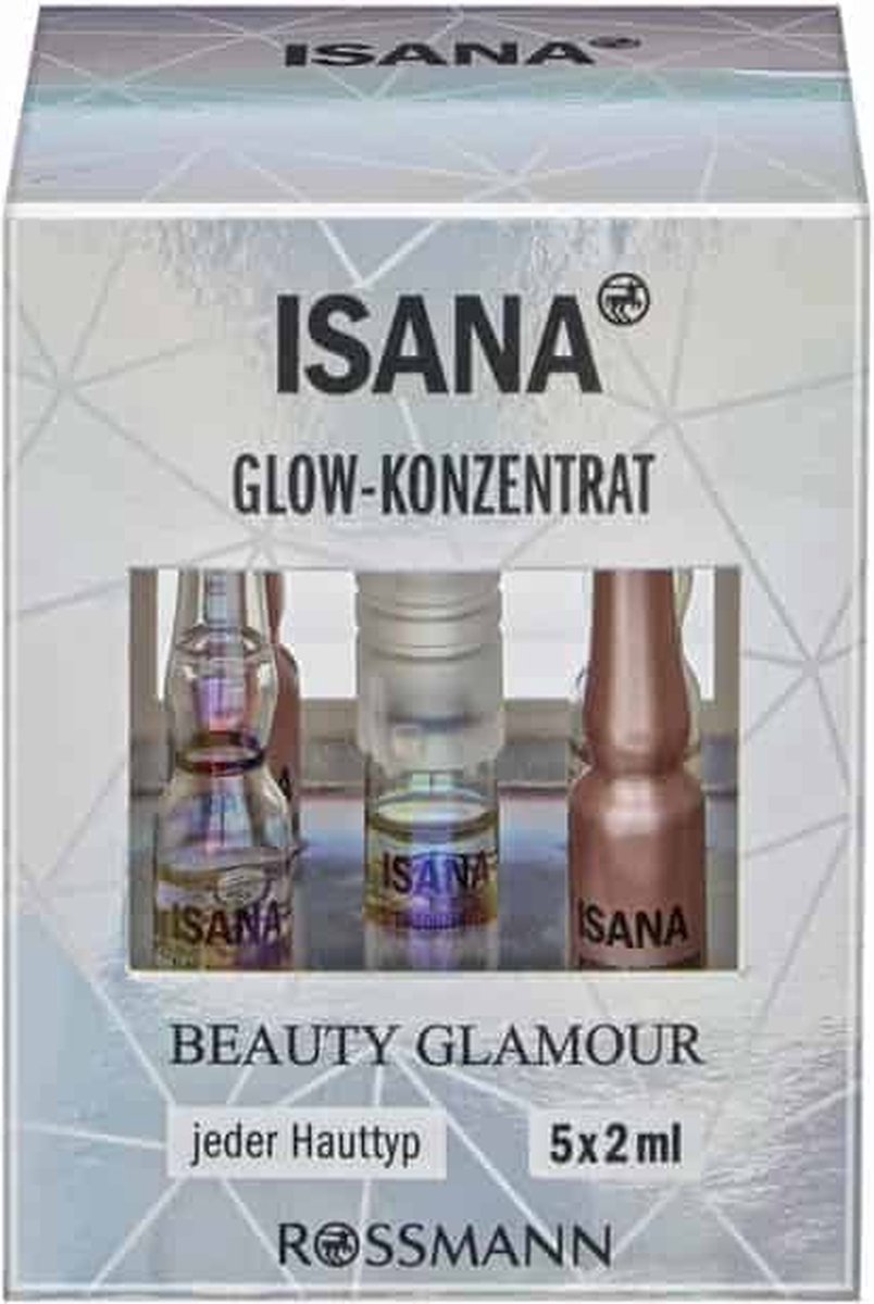 ISANA Glow Concentraat 5 x 2ml - Beauty Glamour - Geschikte voor elke huidtype - Retinol - Aloe - Vitamine A - Gezichtsverzorging - Huidverzorging - Skin-care - Ampullen