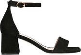 Manfield - Dames - Zwarte suède sandalen met hak - Maat 38