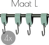 4x Leren S-haak hangers - Handles and more® | VAALGROEN - maat L (Leren S-haken - S haken - handdoekkaakje - kapstokhaak - ophanghaken)