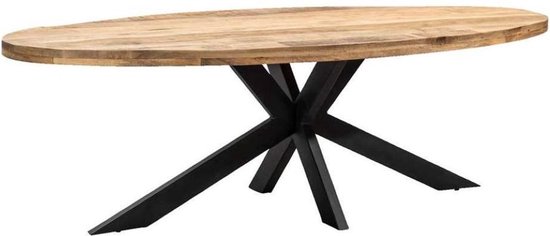 Sfeerwonen en Zo® Ovale tafel met spinpoot - 220 cm - mango hout