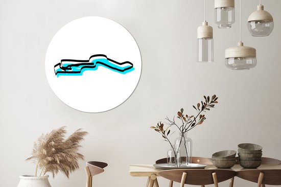 Illustration bleue de la Gambie avec contour noir Assiette en plastique cercle mural ⌀ 90 cm - impression photo sur cercle mural / cercle vivant (décoration murale)