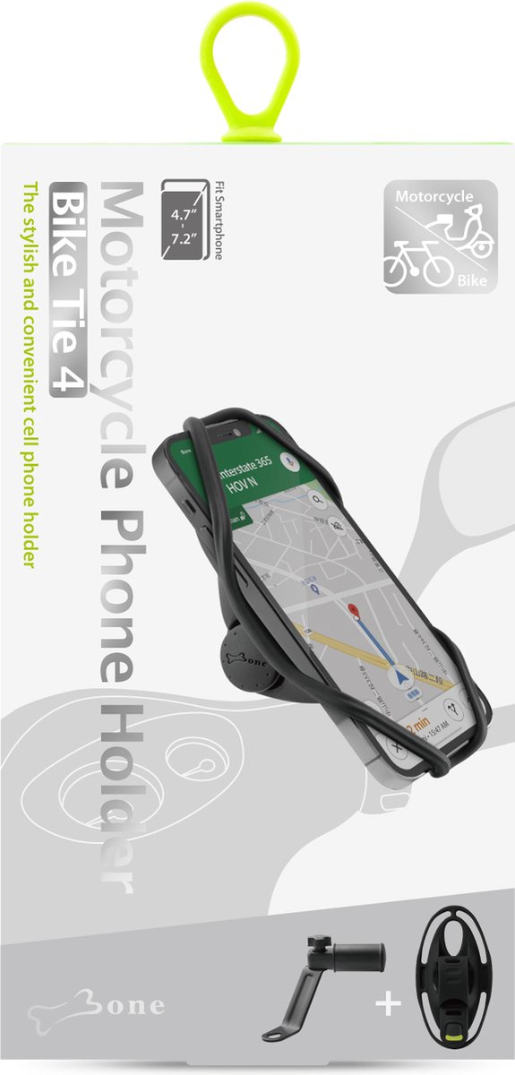 Bone Bike Tie 4 Zwart - Universele Telefoonhouder voor Scooter Vespa - Piaggio - La Souris IVA SYM - Fatbike – foto 8