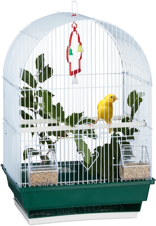 kleine vogelkooi - met accessoires - kanariekooi - parkietenkooi - binnen - 49,5 x 34,5 x 28 cm