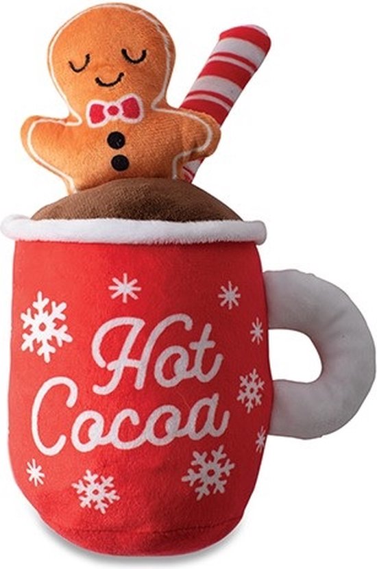 Petshop by Fringe Studio - Honden speelgoed - Knuffel - Hot cocoa - Chocolademelk - Mok - Kerst - Hond - Pieper