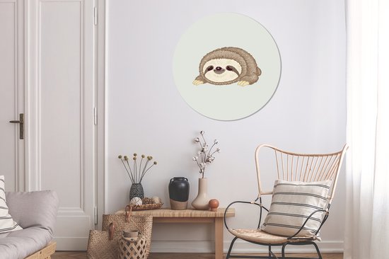 Illustration pour enfants d'un paresseux endormi Assiette en plastique cercle mural ⌀ 90 cm - impression photo sur cercle mural / cercle vivant (décoration murale)