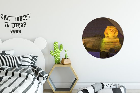 Assiette en plastique sphinx mural cercle doré ⌀ 60 cm - impression photo sur cercle mural / cercle vivant (décoration murale)