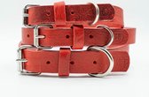 Boef The Label - Leren halsband voor honden - Halsband - Leer - Rustic rood - Rood - Maat S - 23 tot 35 cm
