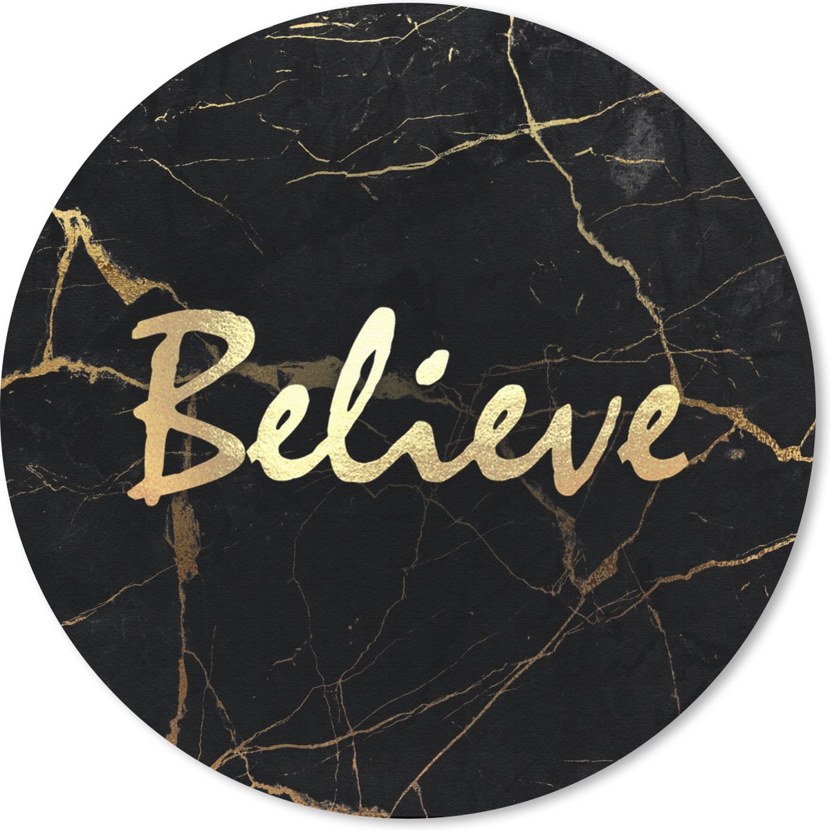 Muismat rond 40x40 cm - Mousepad Quote - Hoop - Goud - Marmer print - Ronde muismatten