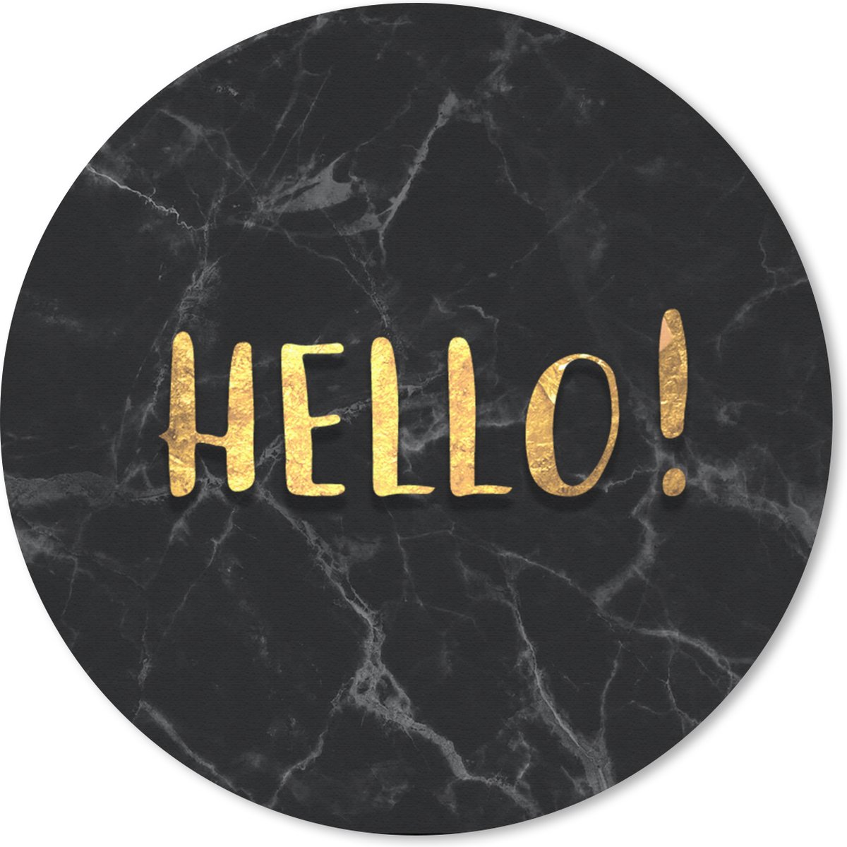 Muismat rond 20x20 cm - Mousepad Quote - Hallo - Goud - Marmer print - Ronde muismatten