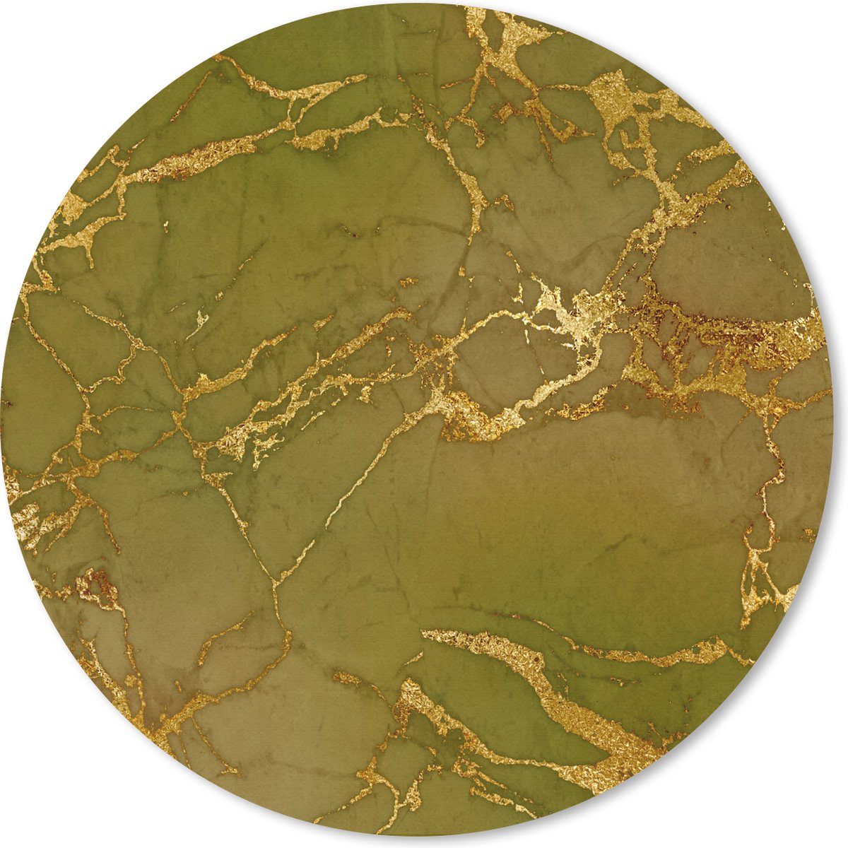 Muismat rond 50x50 cm - Mousepad Marmer - Patronen - Goud - Groen - Ronde muismatten
