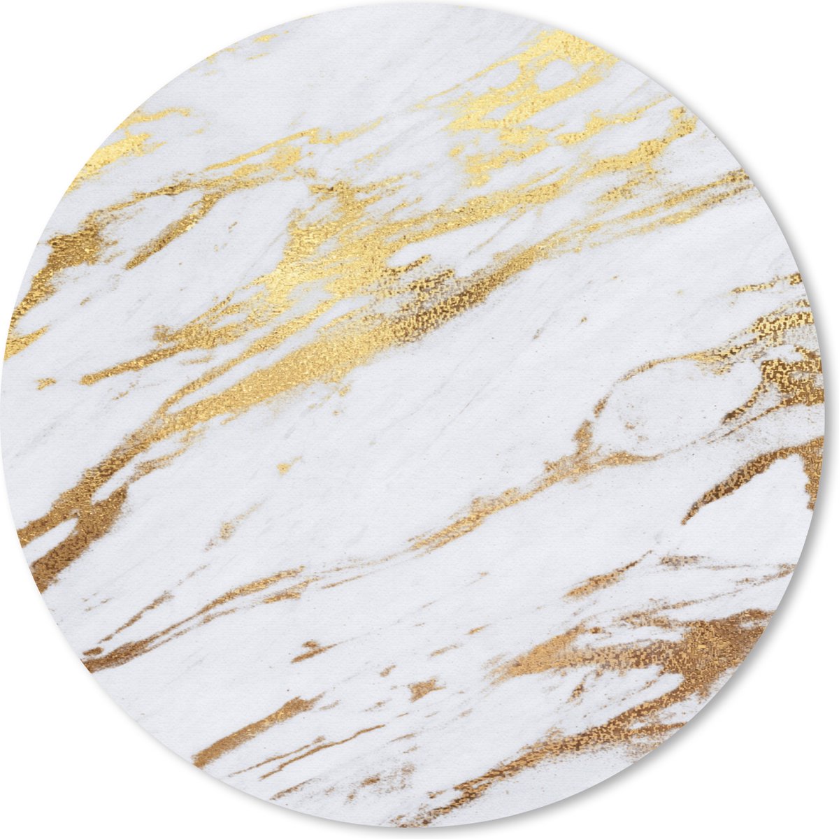 Muismat rond 50x50 cm - Mousepad Marmer - Wit - Goud - Ronde muismatten