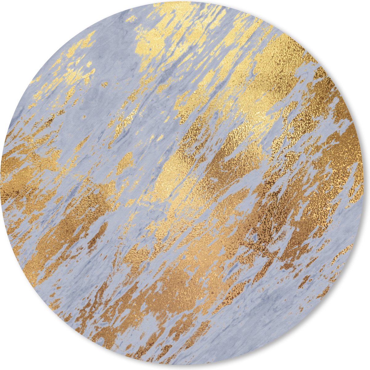 Muismat rond 30x30 cm - Mousepad Marmer - Blauw - Goud - Ronde muismatten