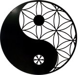 Grote metalen wanddecoratie - Yin Yang - zwart - 75cm doorsnede