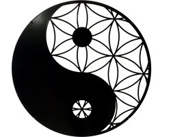 Grote metalen wanddecoratie - Yin Yang - zwart - 75cm doorsnede - Exclusief Nederlands design - duurzaam