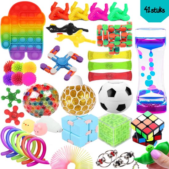 Goplay Fidget Toys Pakket - Fidget toys - 41 stuks - Fidget Toy Box - Set voor Kinderen & Volwassenen - Pop it - Speed cube
