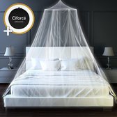 Ciforce® Klamboe 2 persoons XL Reis klamboe - Rond muggennet - 100% Beschermt tegen muggen - Geschikt voor 2 persoons bed - Met ophangkoord - Inclusief reistas - Wit
