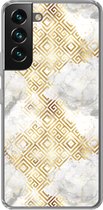 Geschikt voor Samsung Galaxy S22 Plus hoesje - Goud - Marmer print - Patronen - Geometrie - Siliconen Telefoonhoesje