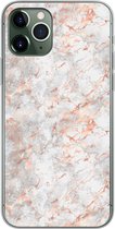 Geschikt voor iPhone 11 Pro hoesje - Rose goud - Marmer print - Wit - Patroon - Siliconen Telefoonhoesje