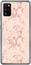 Geschikt voor Samsung Galaxy A41 hoesje - Marmer print - Rose goud - Patronen - Chic - Siliconen Telefoonhoesje