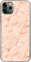 Geschikt voor iPhone 11 Pro Max hoesje - Marmer print - Roségold - Patronen - Luxe - Siliconen Telefoonhoesje