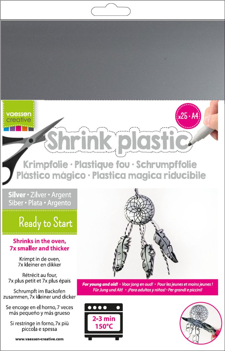 Vaessen Creative Krimpfolie A4 Zilver 25stuks