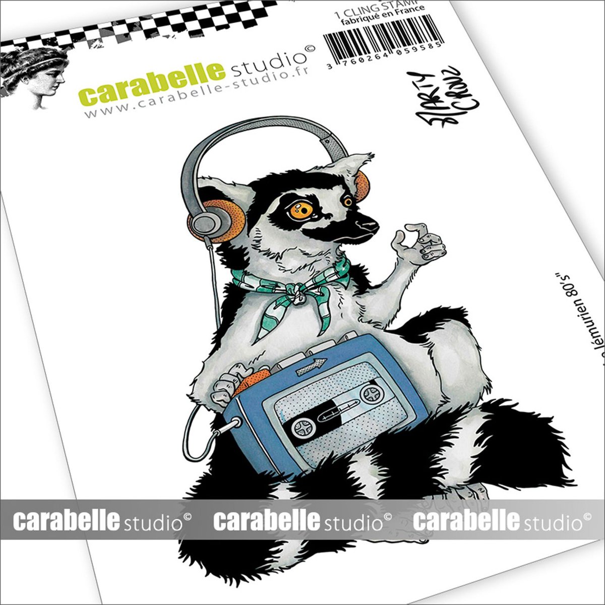 Carabelle Studio Cling stamp A7 The 80's lemur
