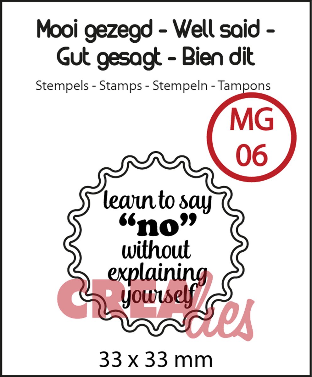 Crealies Mooi gezegd stempel Engels no.6 Learn to say no
