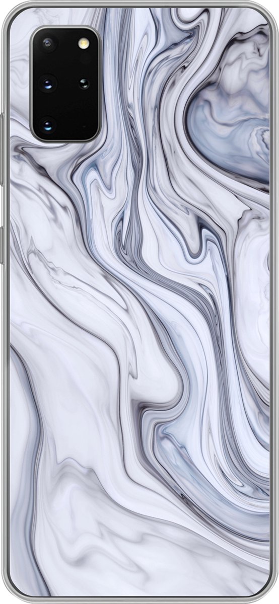 Telefoonhoesje Geschikt voor Samsung Galaxy S20 Plus hoesje - Marmer print - Wit - Zwart - Siliconen Telefoonhoesje Telefoonhoesje