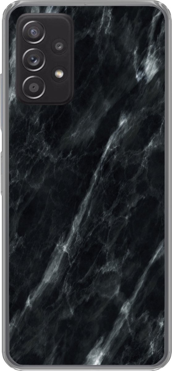 Telefoonhoesje Geschikt voor Samsung Galaxy A33 5G hoesje - Marmer print - Zwart - Luxe - Siliconen Telefoonhoesje Telefoonhoesje