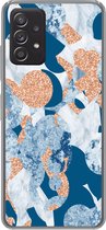 Geschikt voor Samsung galaxy a73 hoesje - Marmer print - Geometrische vormen - Glitters - Siliconen Telefoonhoesje