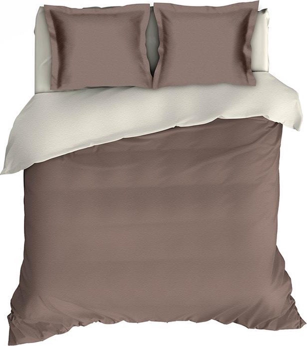 Flanellen Dekbedovertrek Comtesse Taupe/Ivoor-200 x 200/220 cm