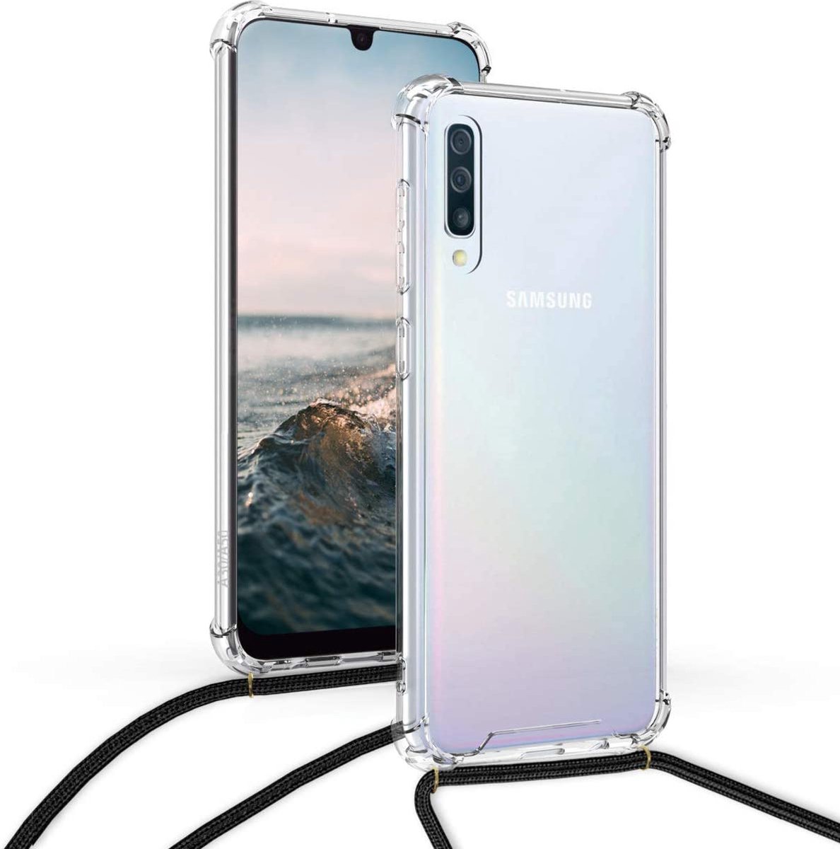 Arara Silicone Hoesje geschikt voor Samsung Galaxy A10 / M10 Transparant Hoesje met Zwarte draagkoord / Backcover / Case / Samsung