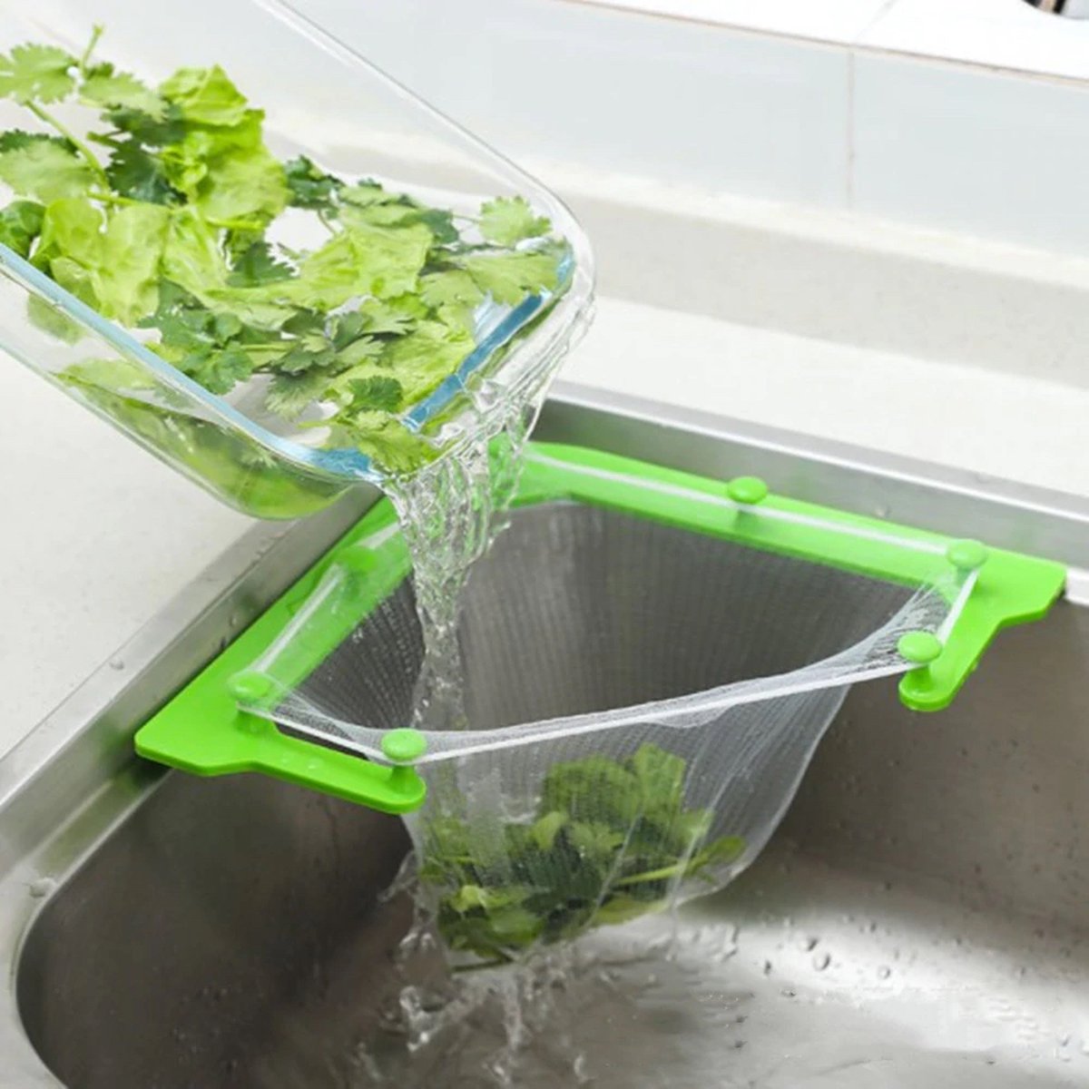 Goedkoopste Gootsteenzeef – Groen – Gootsteennetje – Driehoek Spoelbaknetje – Afvalnetje – Opvangnetje – Afdruipnetje – Anti verstopping – Zeef – Spoelbaknetjes – Gootsteen organiser