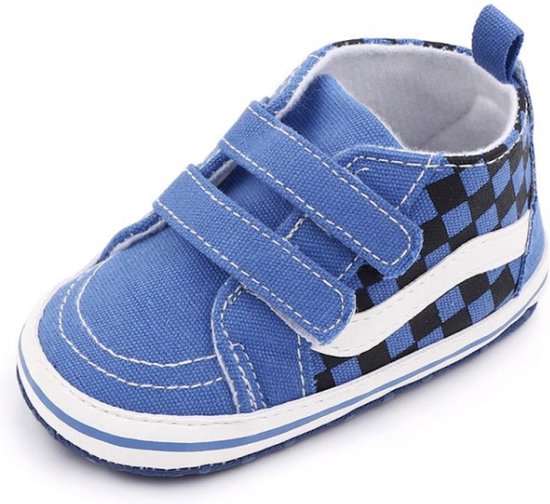 Stoere hoge baby schoenen - Babysneakers van Baby-Slofje - Blauw maat 17 ( 11 cm)
