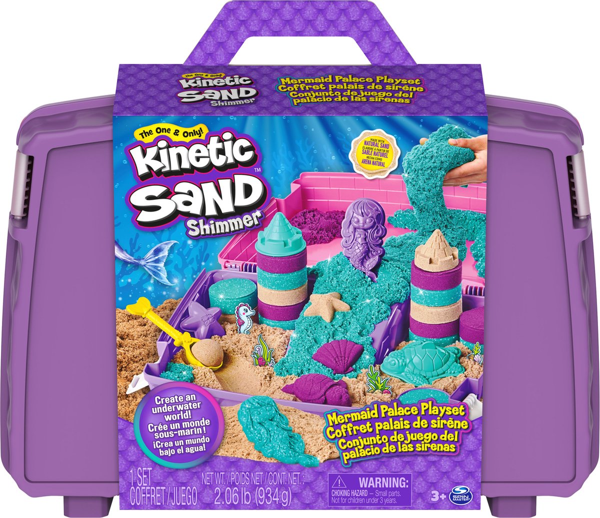 Kinetic Sand Shimmer - Speelzand - Opvouwbare Zeemeermin zandbak - Met 907 g glinsterend speelzand
