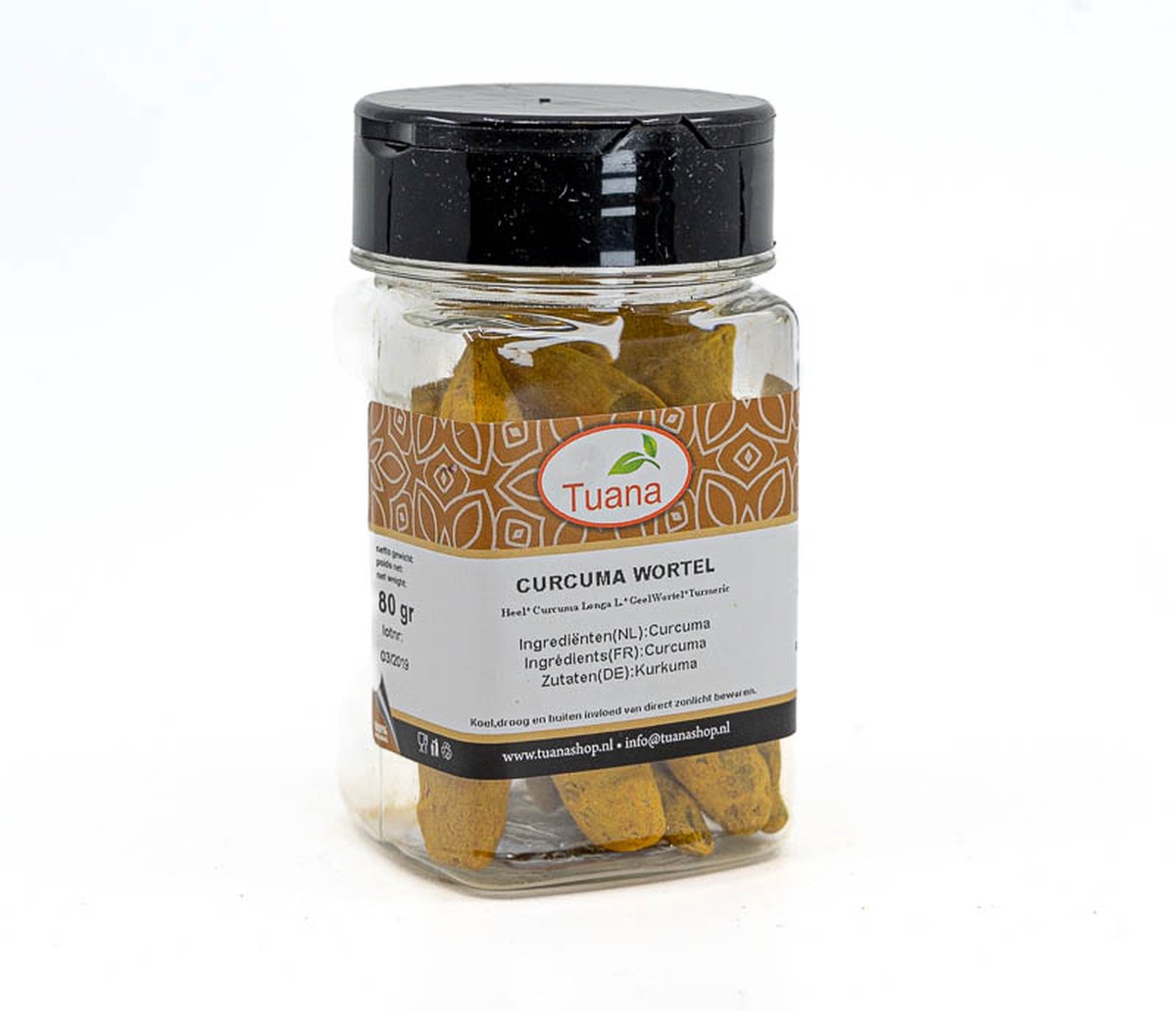 Goedkoopste Tuana Kruiden - Kurkuma Wortel Heel - Bakje 70 Gram - Kruiden Zonder Zout - KP0059