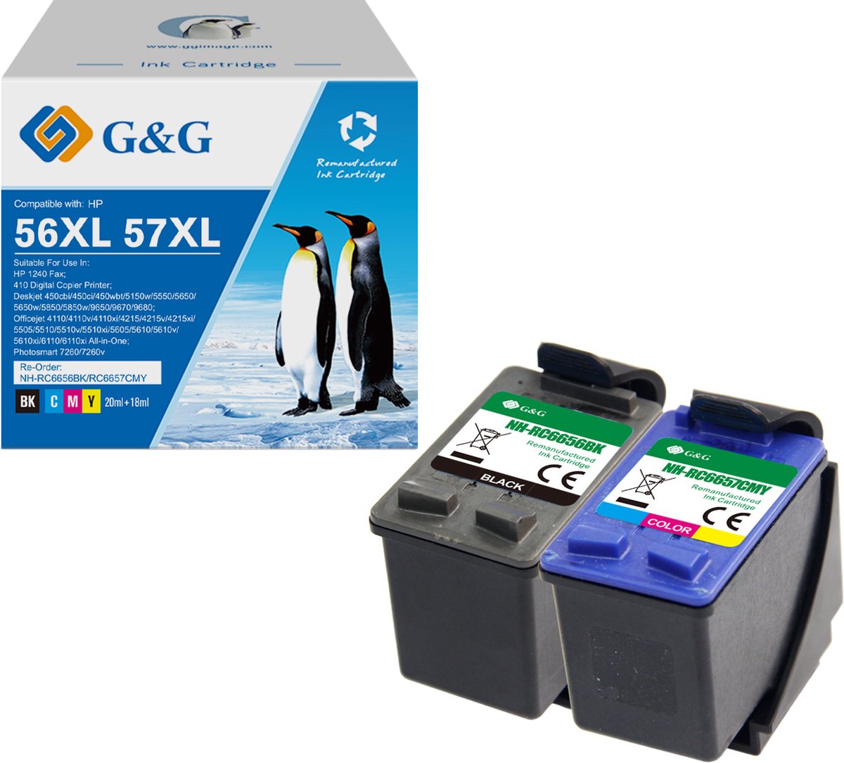 G&G Huismerk Inktcartridge Alternatief voor HP 56/57- Multipack Hoge Capaciteit