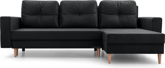 InspireMe - Canapé d'angle avec fonction de couchage et espace de rangement pour le salon, Chaise longue montable des deux côtés - 232x137x84 cm - CARL Zwart