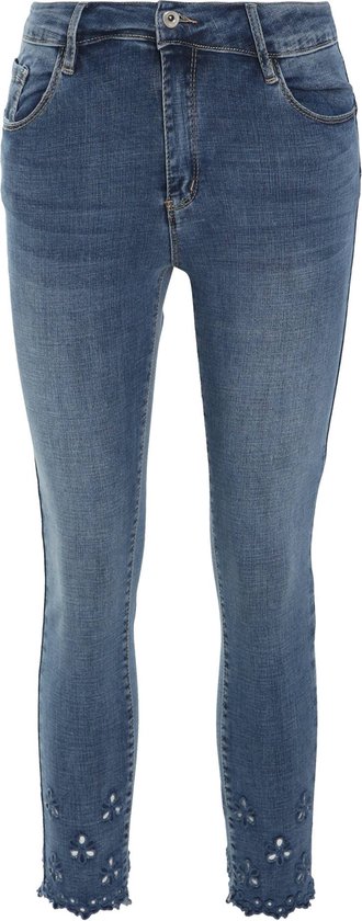 FreeQuent | Beige linnen dames broek (lava) enkellengte | €39,95 - Blauw mode