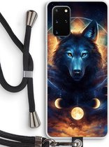 Case Company® - Hoesje met koord geschikt voor Samsung Galaxy S20 Plus hoesje met Koord - Wolf Dreamcatcher - Telefoonhoesje met Zwart Koord - Bescherming aan alle Kanten en Over de Schermrand