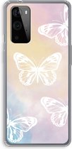 Case Company® - Hoesje geschikt voor OnePlus 9 Pro hoesje - White butterfly - Soft Cover Telefoonhoesje - Bescherming aan alle Kanten en Schermrand