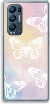 Case Company® - Hoesje geschikt voor Oppo Find X3 Neo hoesje - White butterfly - Soft Cover Telefoonhoesje - Bescherming aan alle Kanten en Schermrand