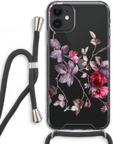Case Company® - Hoesje met koord geschikt voor iPhone 11 hoesje met Koord - Mooie bloemen - Telefoonhoesje met Zwart Koord - Extra Bescherming aan alle Kanten en Over de Schermrand