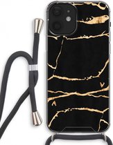 Case Company® - Hoesje met koord geschikt voor iPhone 12 hoesje met Koord - Gouden marmer - Telefoonhoesje met Zwart Koord - Extra Bescherming aan alle Kanten en Over de Schermrand