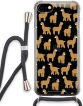 Case Company® - Hoesje met koord geschikt voor iPhone SE 2020 hoesje met Koord - Alpacas - Telefoonhoesje met Zwart Koord - Extra Bescherming aan alle Kanten en Over de Schermrand