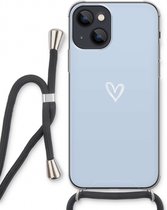 Case Company® - Hoesje met koord geschikt voor iPhone 13 hoesje met Koord - Klein Hart Blauw - Telefoonhoesje met Zwart Koord - Extra Bescherming aan alle Kanten en Over de Schermrand