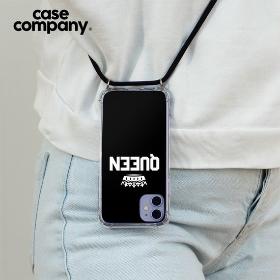 Case Company® - Coque pour iPhone XR avec cordon - Queen Black - Coque pour téléphone avec cordon Zwart - Protection Extra sur tous les côtés et sur le bord de l'écran