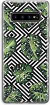 Case Company® - Hoesje geschikt voor Samsung Galaxy S10 Plus hoesje - Geometrische jungle - Soft Cover Telefoonhoesje - Bescherming aan alle Kanten en Schermrand