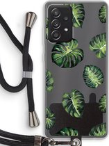 Case Company® - Hoesje met koord geschikt voor Samsung Galaxy A52s 5G hoesje met Koord - Tropische bladeren - Telefoonhoesje met Zwart Koord - Bescherming aan alle Kanten en Over de Schermrand